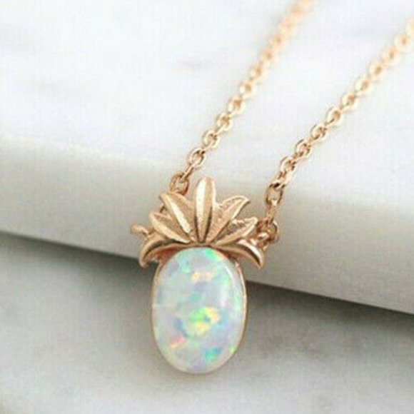 New Tiny Gold Opal-like Pineapple Necklace - Picture 8 of 11